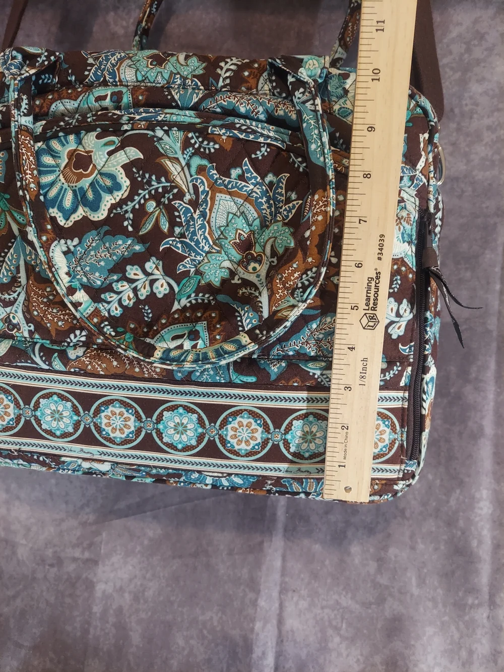Vera Bradley Java Blue Quilted Travel Bag Retired 2007 Paisley Duffel Tote VGC